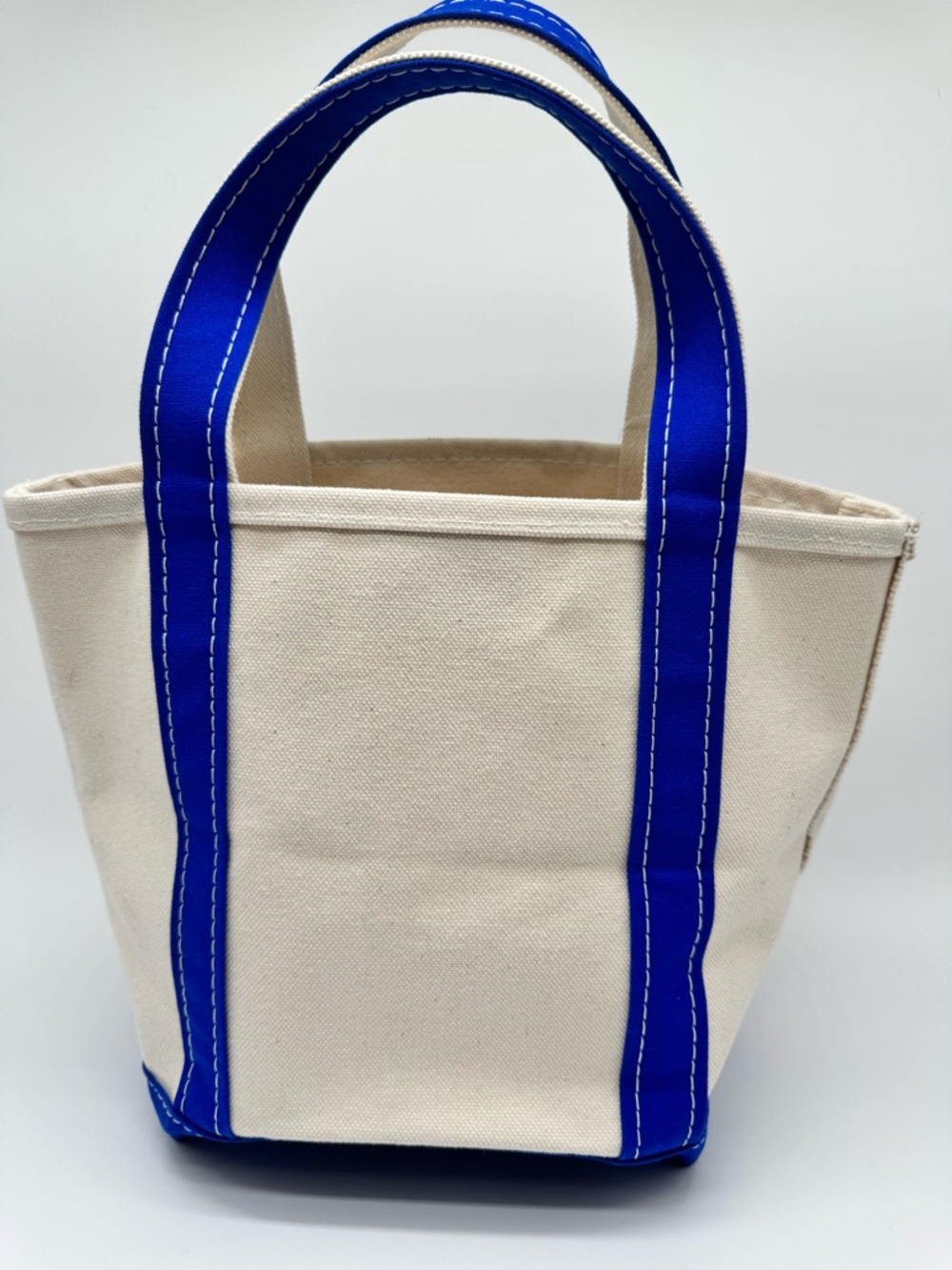 L.L. Bean Boat and Tote Canvas Bag Blue Trim Made in USA Open Top Classic Small - Picture 3 of 8